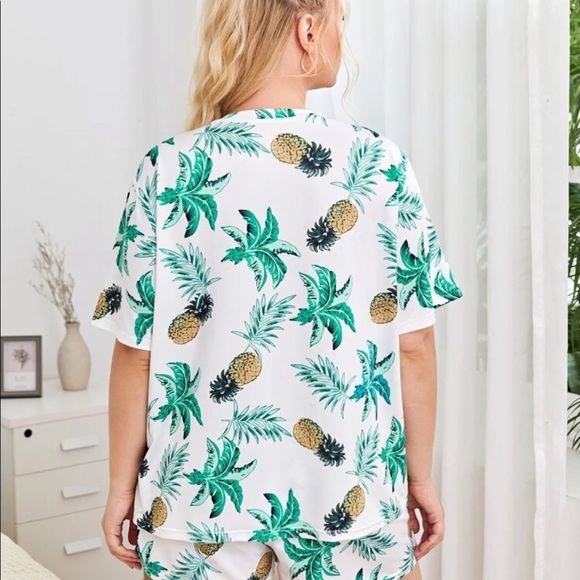 Plus Tropical & Pineapple Print Polyester Shirt - Picture 3 of 14
